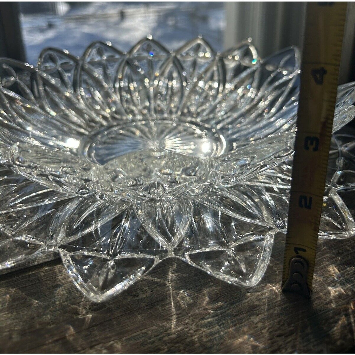 Vintage Federal Glass Petal Pattern Clear Glass Serving Bowl & Platter Flower