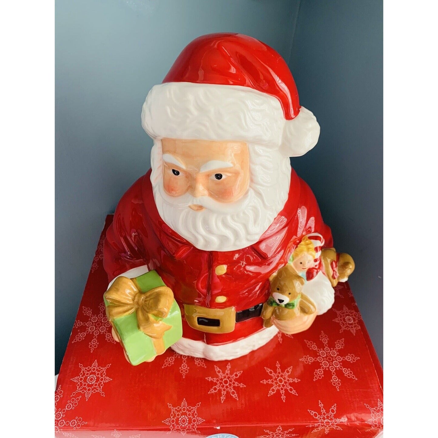 2011 Martha Stewart 13” Santa Cookie Jar Original Box Macy’s Holiday Christmas