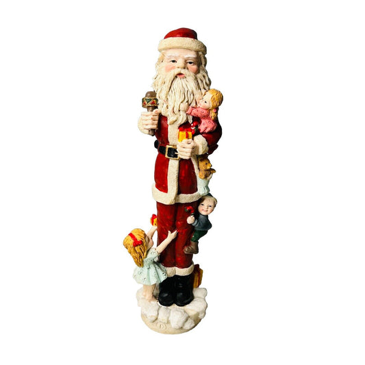 Resin Vintage Santa Pencil Thin Figurine Children Christmas Decor 10.5” Tall