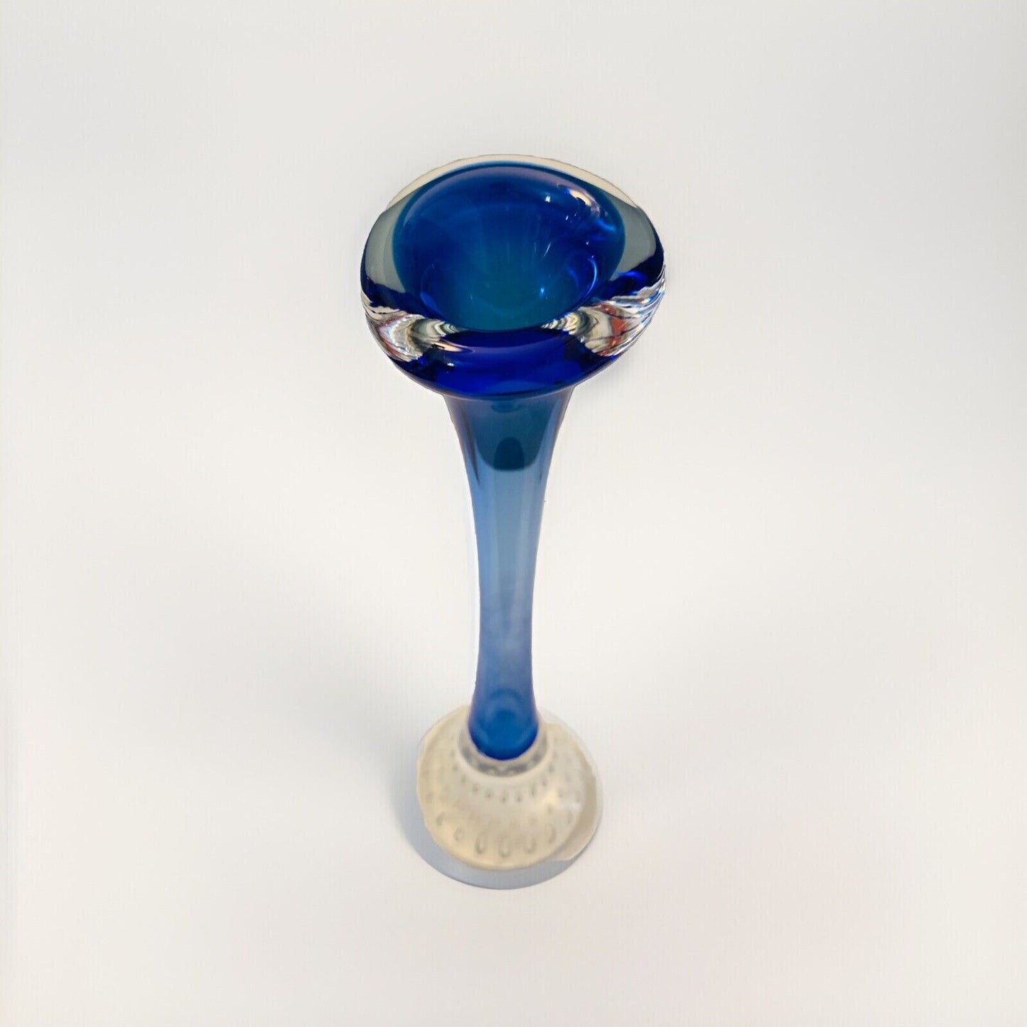 Vintage Cobalt Blue Aseda Glass Bud Vase Controlled Bubble Base