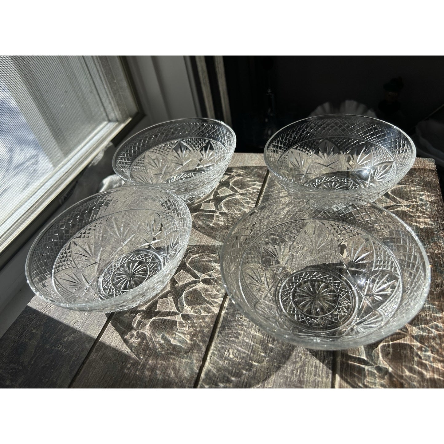 4 New Cristal D'Arques Durand Clear Cereal Soup Bowls 5-5/8" Diameter Vintage