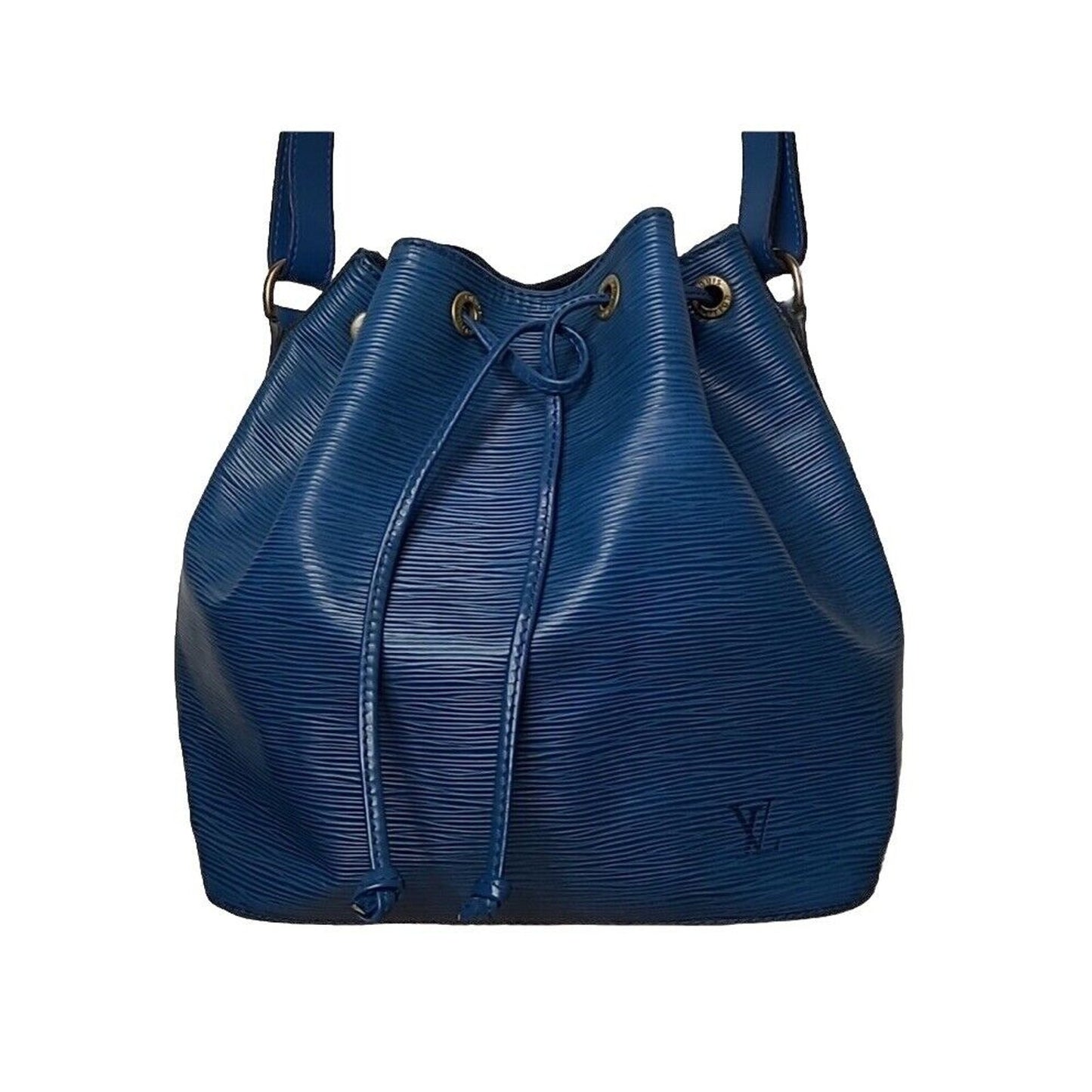 Louis Vuitton Noé Bucket & Drawstring Bag Blue Epi Leather Purse Handbag