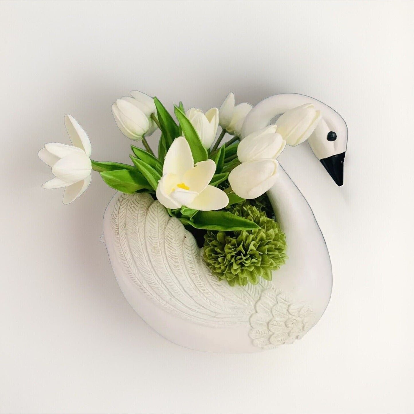 Vintage 1979 Swan Planter Great Plains Ceramic Pottery Mold 400 313 White Black