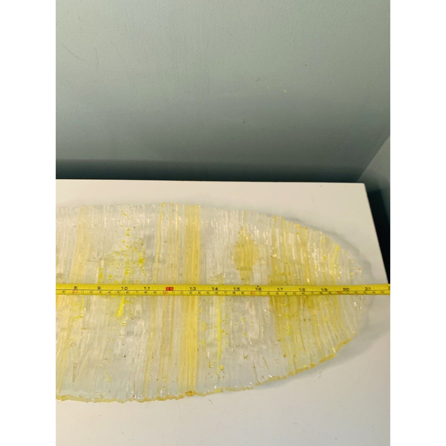 Large Art Textured Glass Yellow Platter Solid Heavy Plate Serving Tray Decor