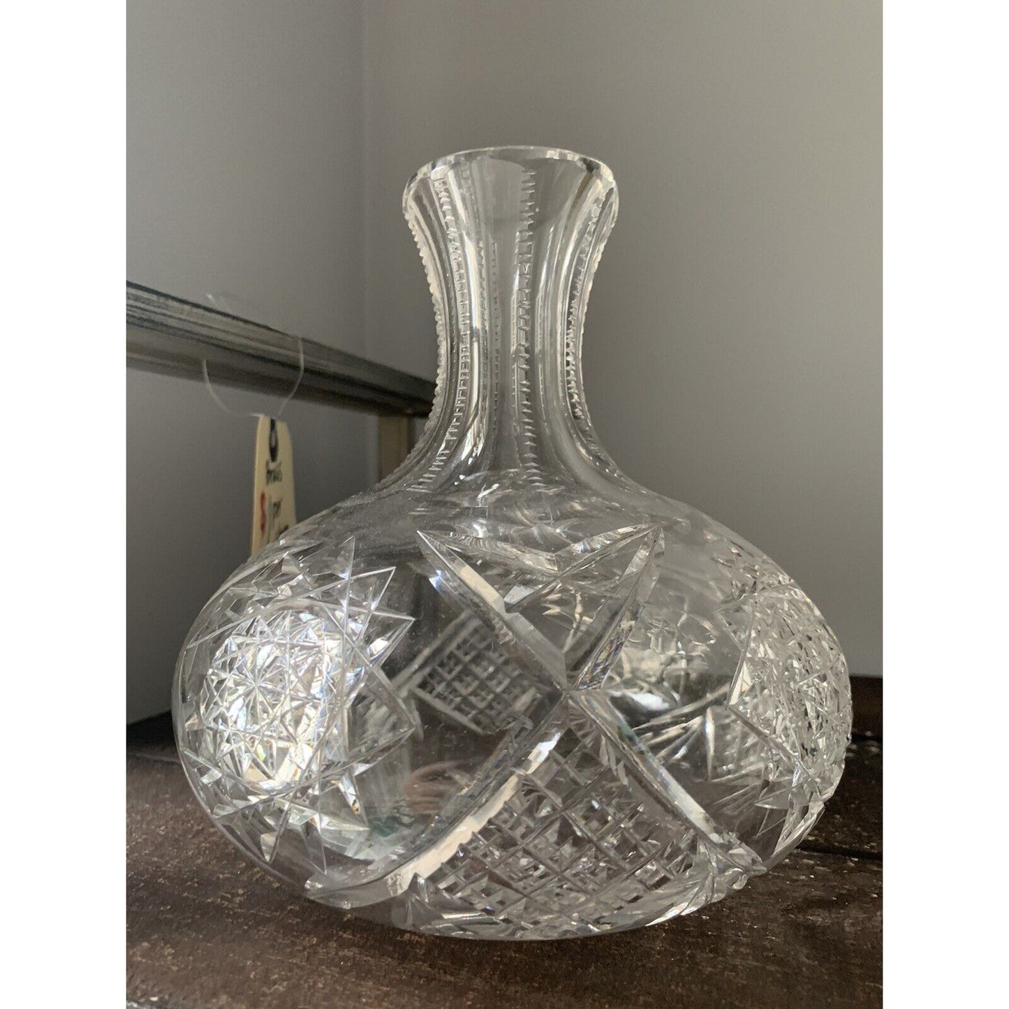 Vintage Crystal Carafe Vintage Vase Diamond Zipper Cut Decanter Clear