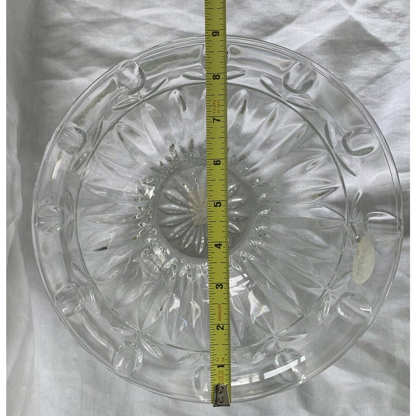 BLOCK 24% Lead Crystal Tulip 9” Glass Serving Bowl Dish Vintage Clear Flowers