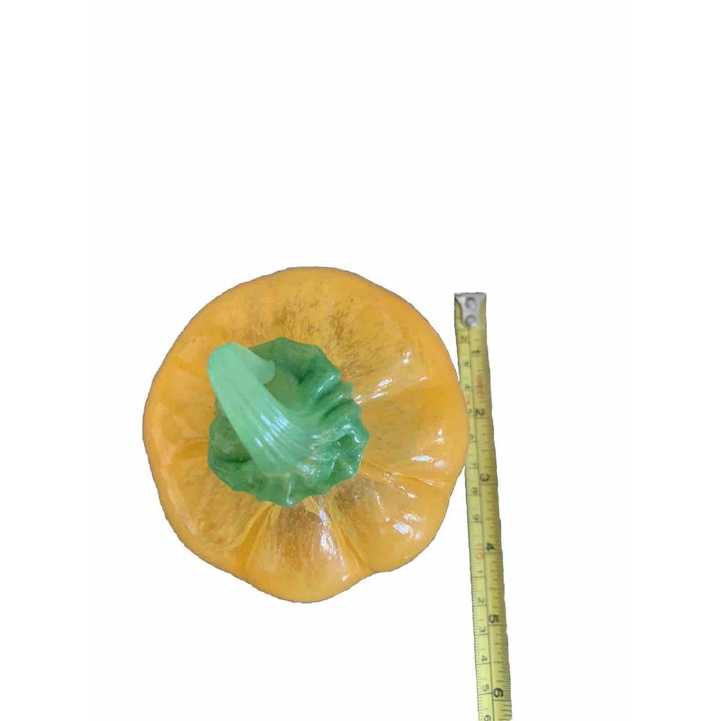 Corning Art Glass Pumpkin Orange Green 5 Inches Tall Hand Blown Halloween Decor