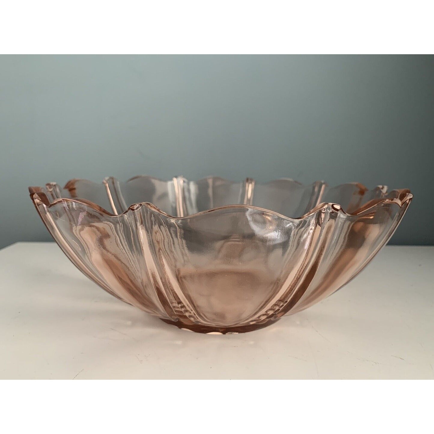 Anchor Hocking Oyster & Pearl Pink Depression Glass 10 1/2" Large Serving Bowl