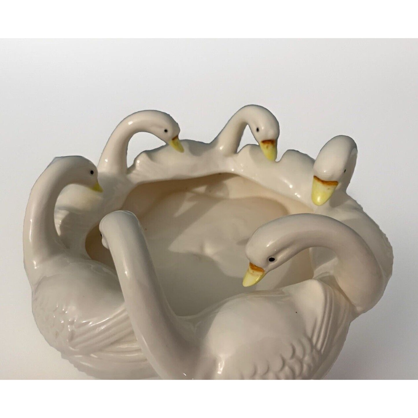 Vandor Imports 1977 6 Swans Planter Art Pottery Japan Swimming Circular Vintage