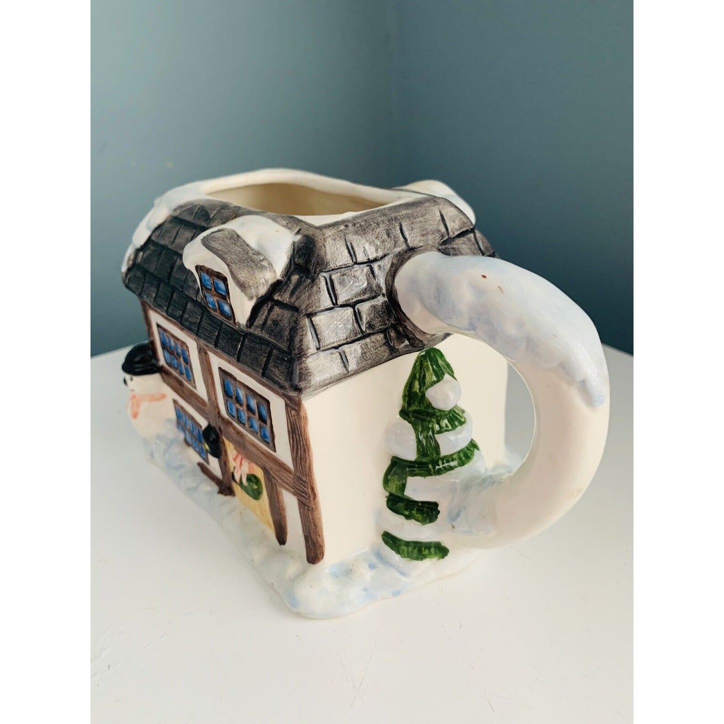 Ceramic Teapot House In Winter Scene By Scott's Inc. Snowman Christmas House Tea