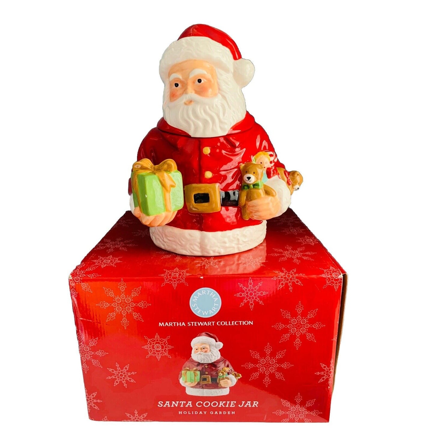 2011 Martha Stewart 13” Santa Cookie Jar Original Box Macy’s Holiday Christmas