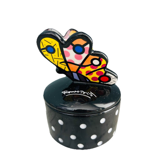 Romero Britto 2009 Butterfly Trinket Dish Ceramic 14072 Retired Polka Dots