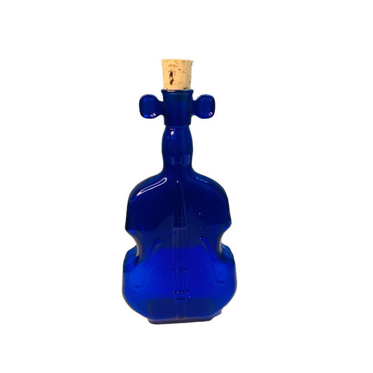 Vintage Cobalt Blue Art Glass Violin Bottle Bud Vase Music Home Decor Cello