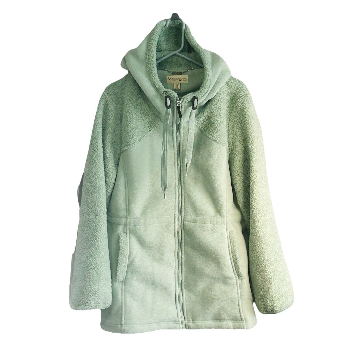 Koolaburra by UGG Bonded Fleece Jacket Cinch Waist Seafoam Green Large Hoodie