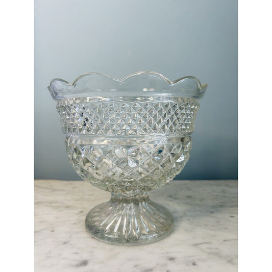 EUC Wexford Crystal 8" Footed Centerpiece Bowl Vintage 1940's Anchor Hocking