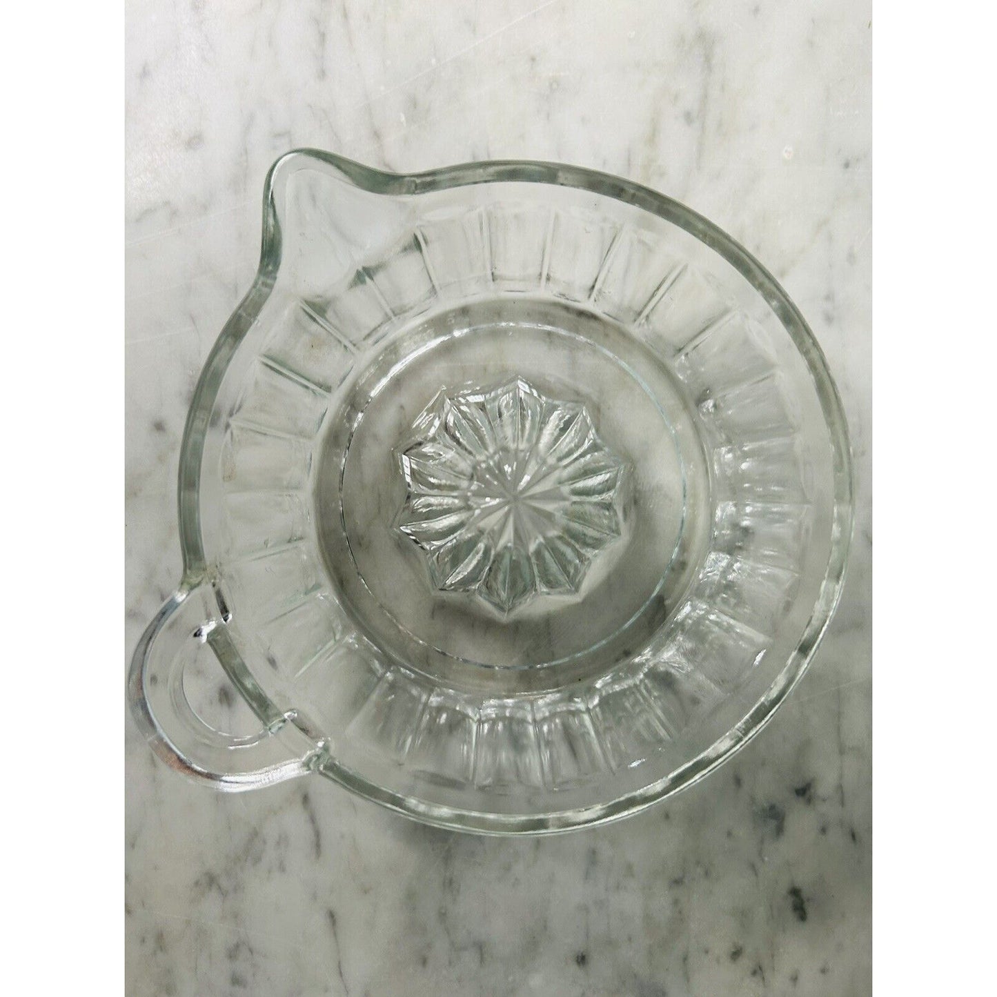 Vintage Indiana Clear Glass Citrus Juicer Reamer Side Spout Loop Tab Handle Deep