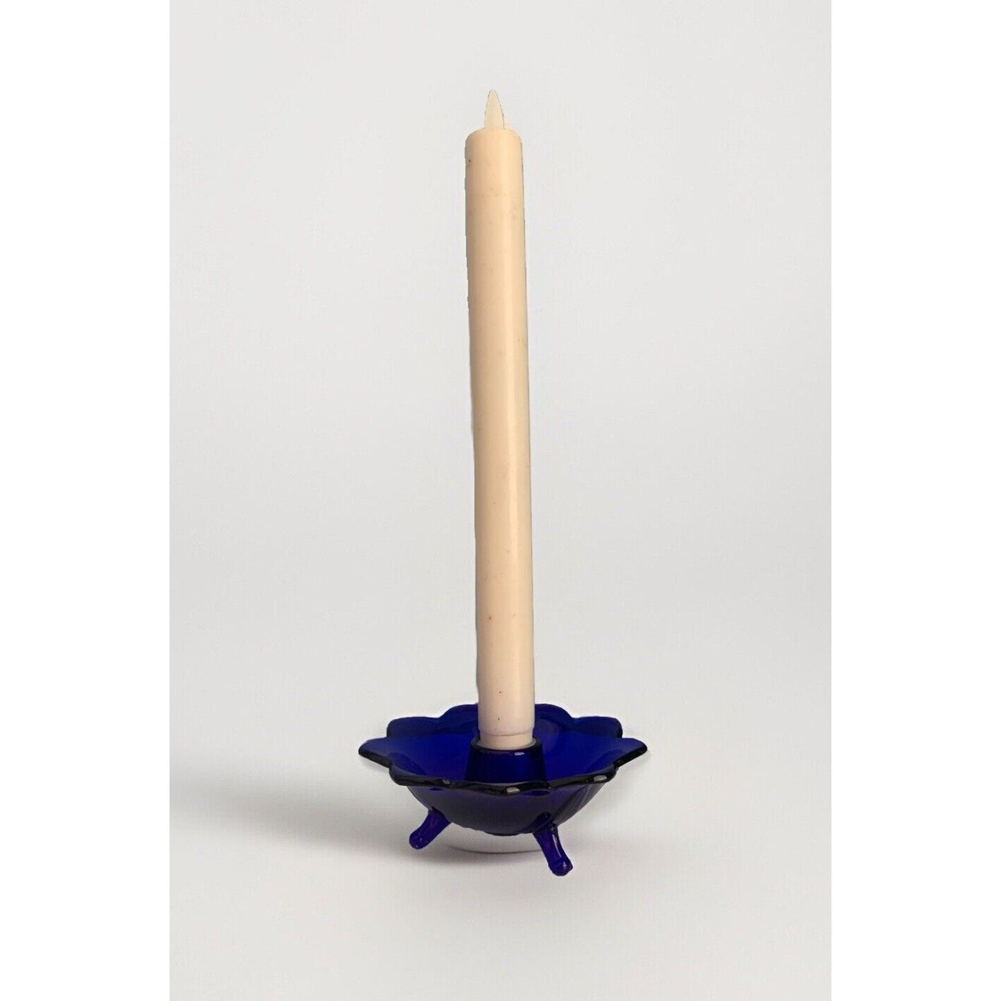 Vintage Cobalt Blue Glass Candlestick Holder