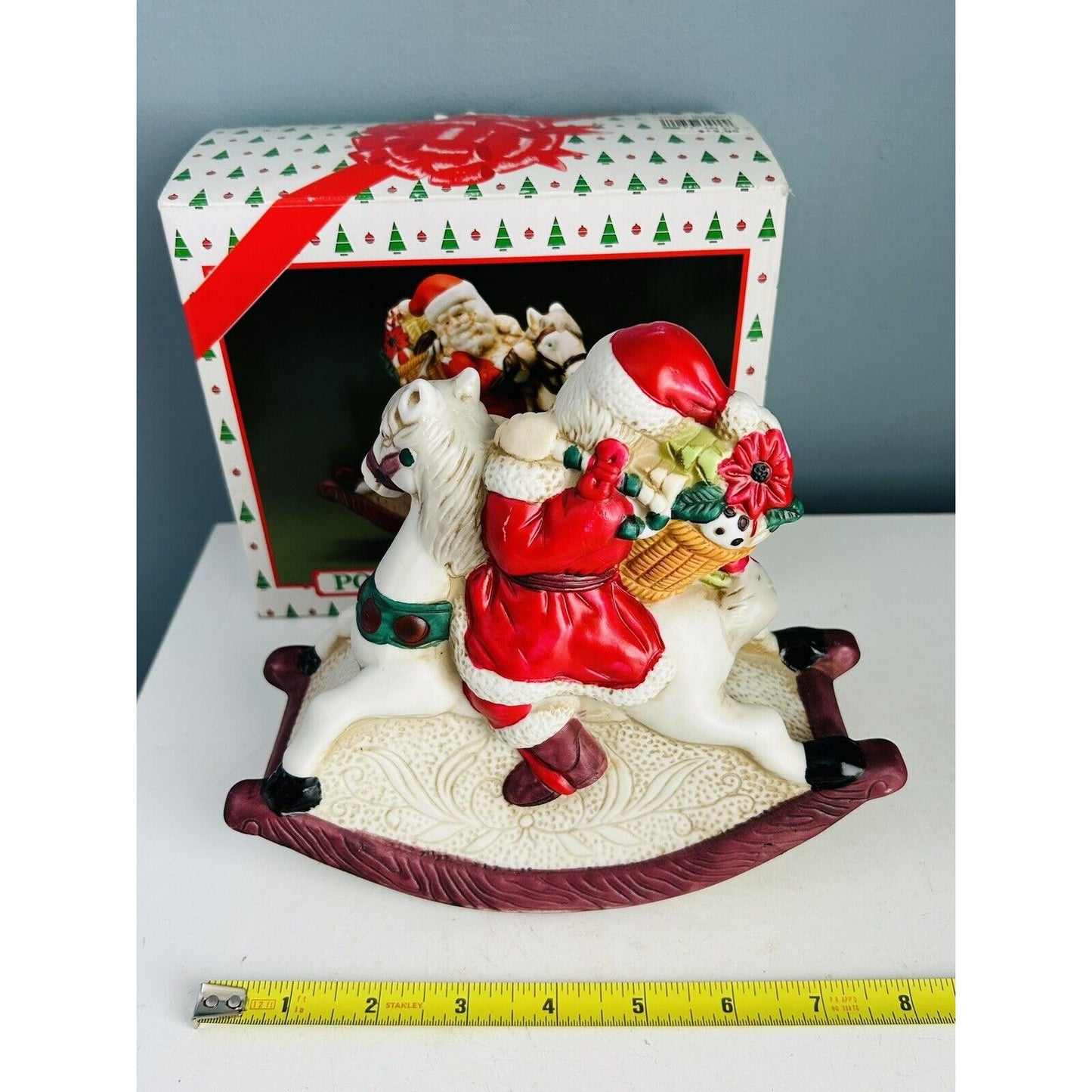 Vintage Target Music Box Santa on Rocking Horse Ceramic Musical In Original Box