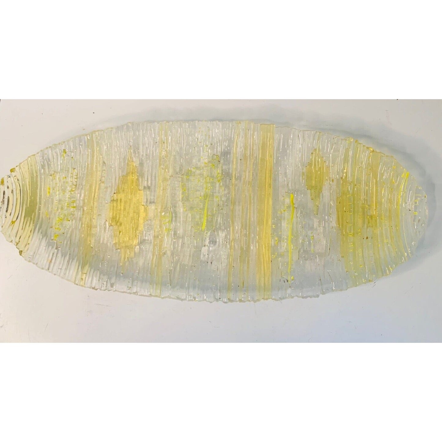 Large Art Textured Glass Yellow Platter Solid Heavy Plate Serving Tray Decor