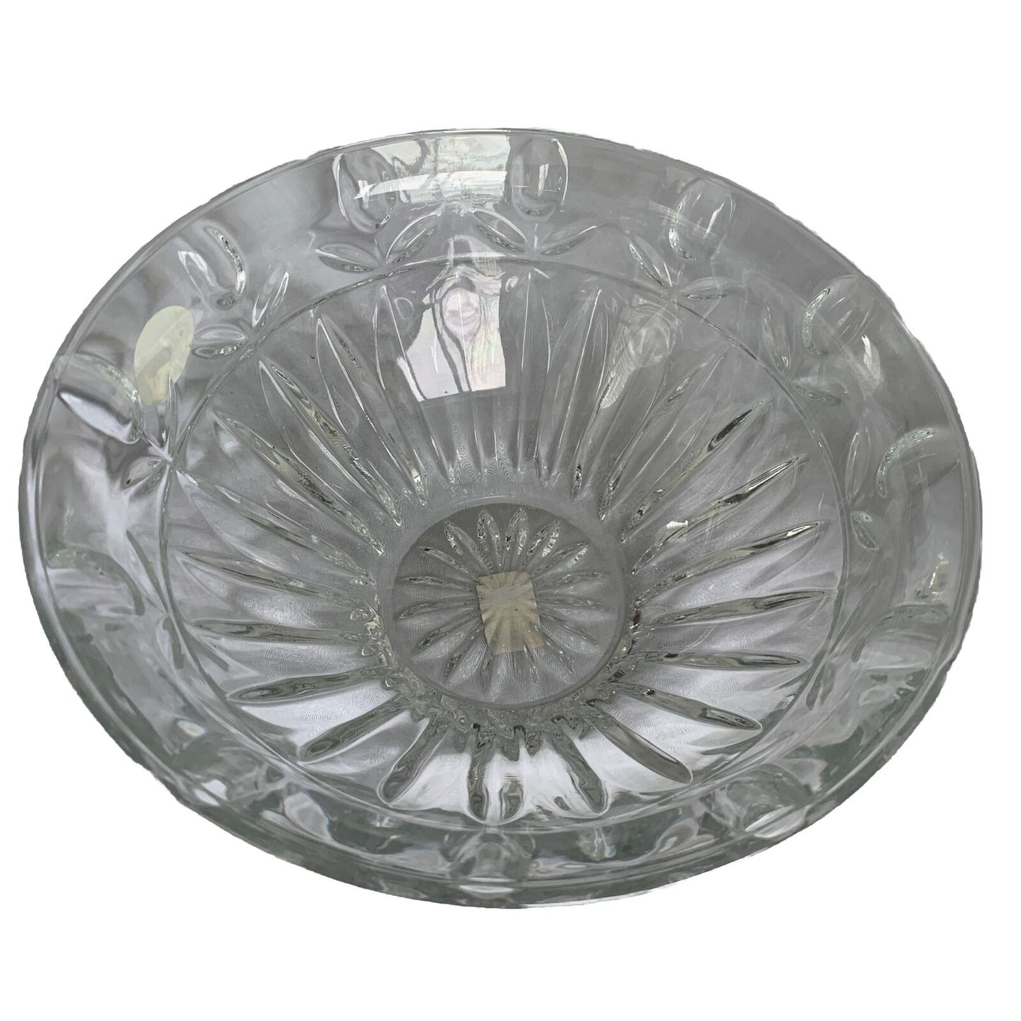 BLOCK 24% Lead Crystal Tulip 9” Glass Serving Bowl Dish Vintage Clear Flowers