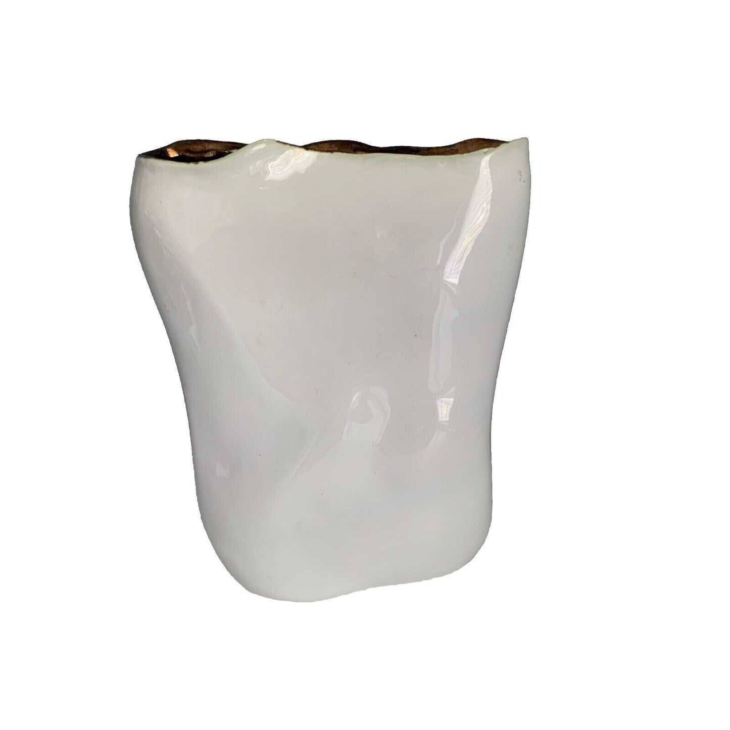 Modern White Vase Art Deco Oblong Unique Shape MCM Style 9” Statement Home Decor