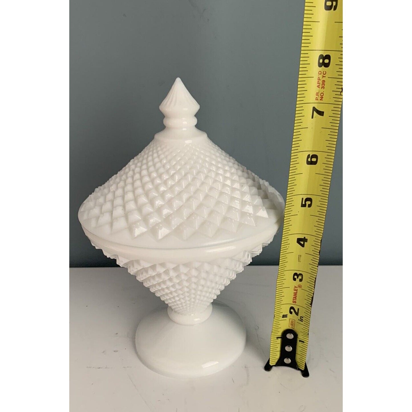 Vintage Westmoreland English Hobnail Sawtooth Milk Glass Compote Dish Lid