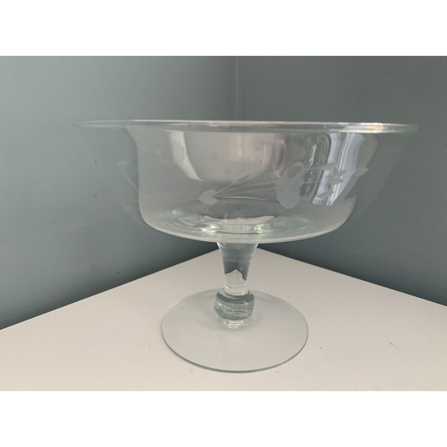 Vintage Crystal Princess House Heritage Flower Footed Pedestal Compote Bowl 7"