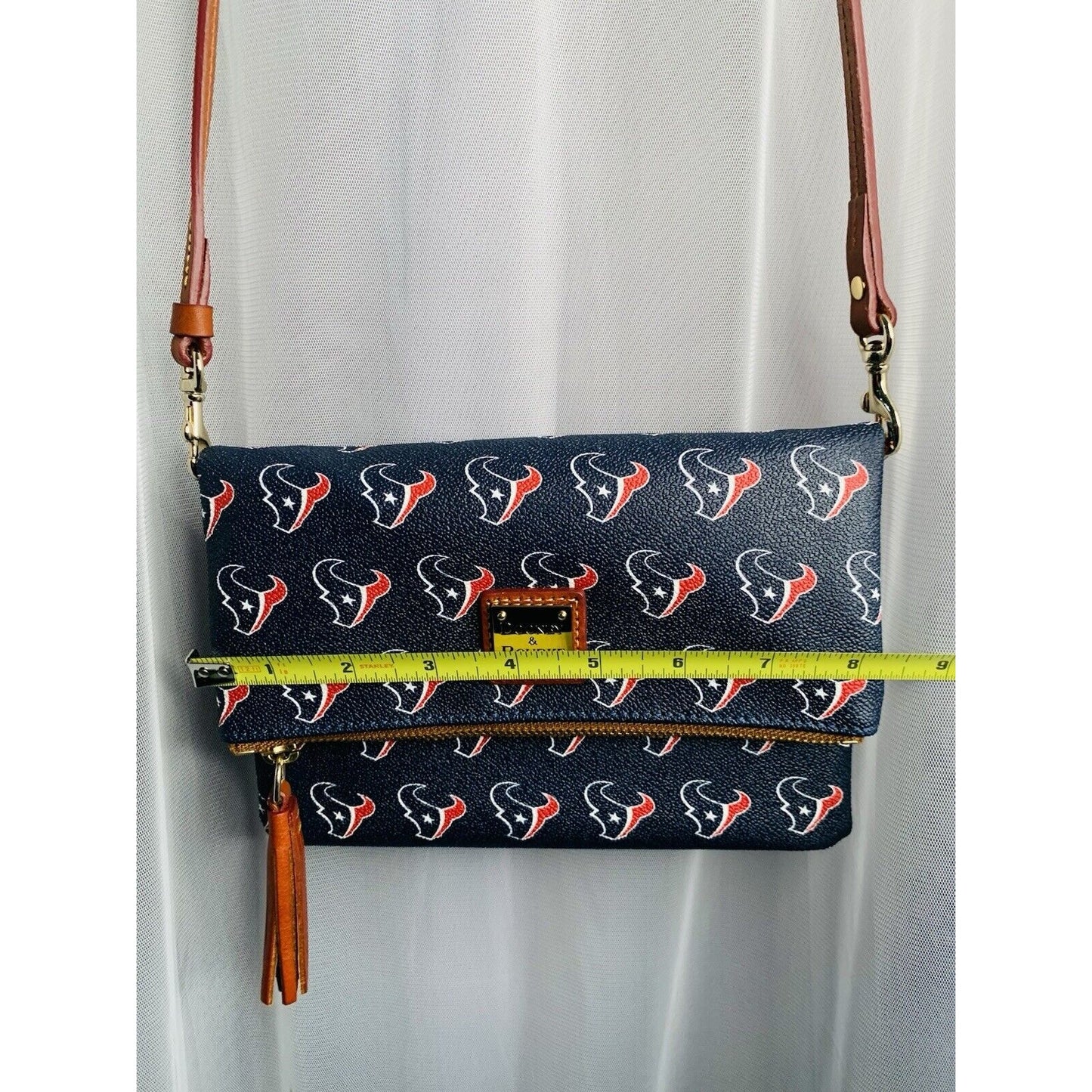 New Dooney & Bourke Houston Texans Foldover Crossbody Clutch Blue Red NFL