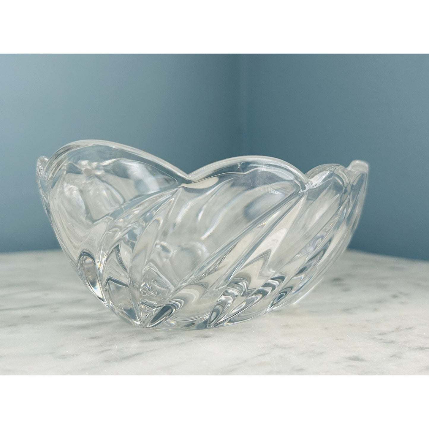 Gorham Heart Shaped Fine Crystal Bowl w/ Bow Germany Candy Dish 1831 Trinket