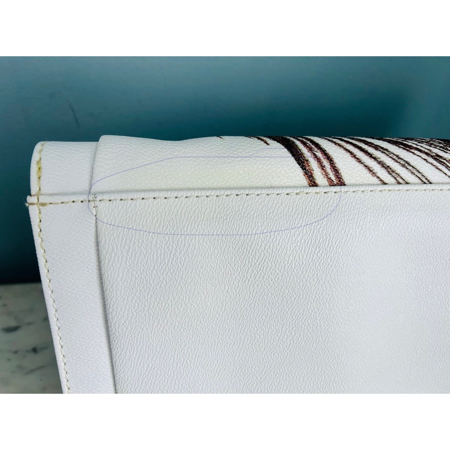 Elliott Lucca Peacock Clutch Satchel Shoulder Crossbody Bag Leather White Ivory