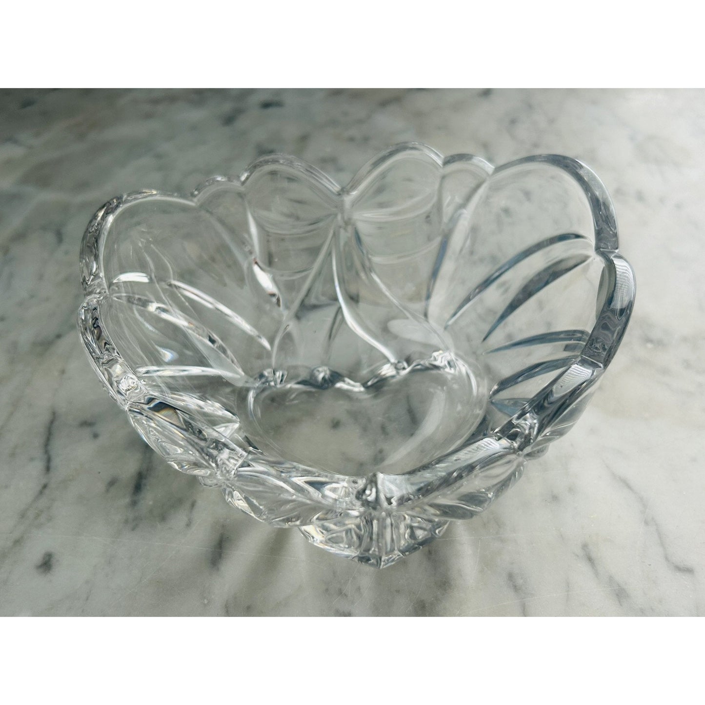 Gorham Heart Shaped Fine Crystal Bowl w/ Bow Germany Candy Dish 1831 Trinket