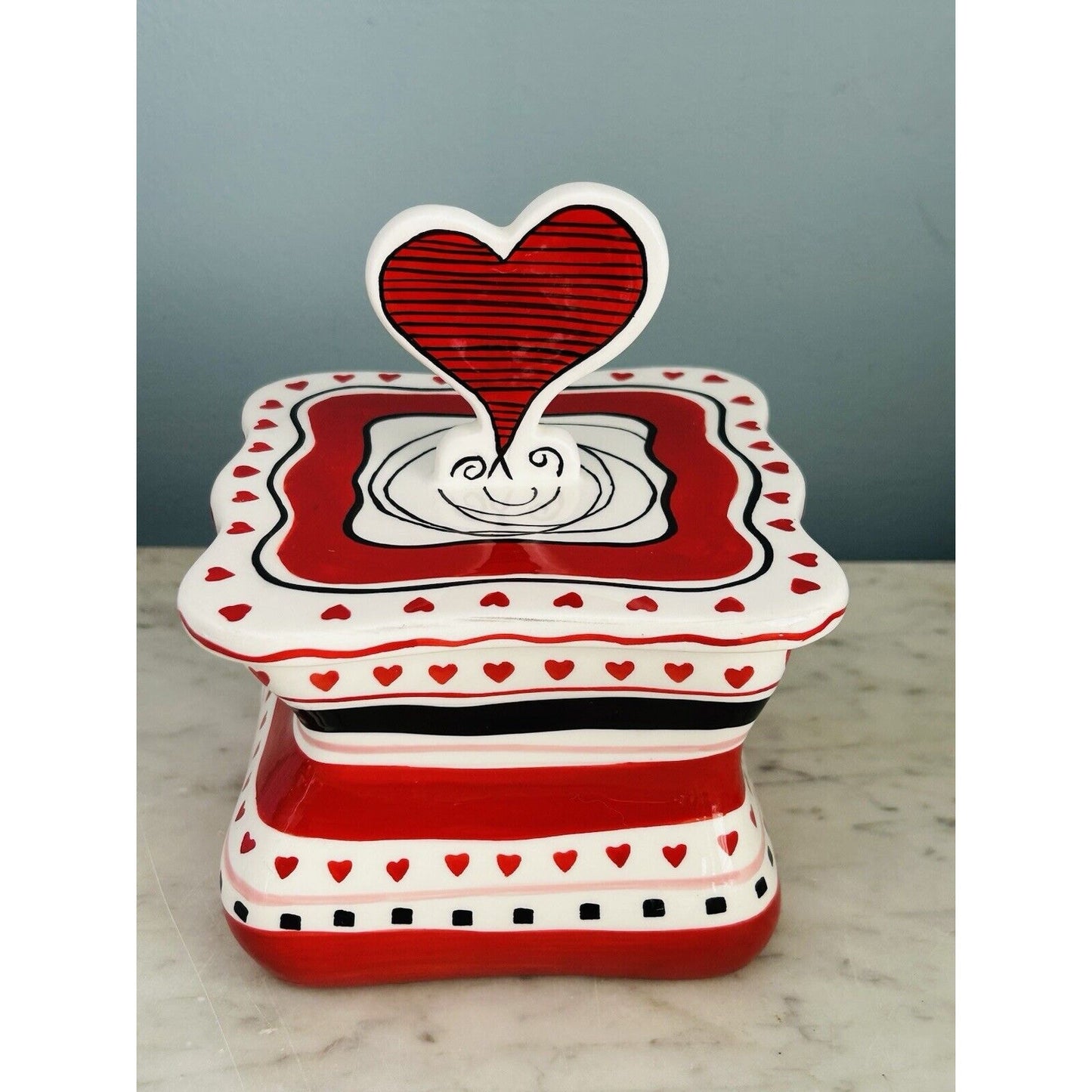 NWT Valentine’s Day Heart Canister 6” Tall 2 Piece Candy Jar Bella Casa by Ganz