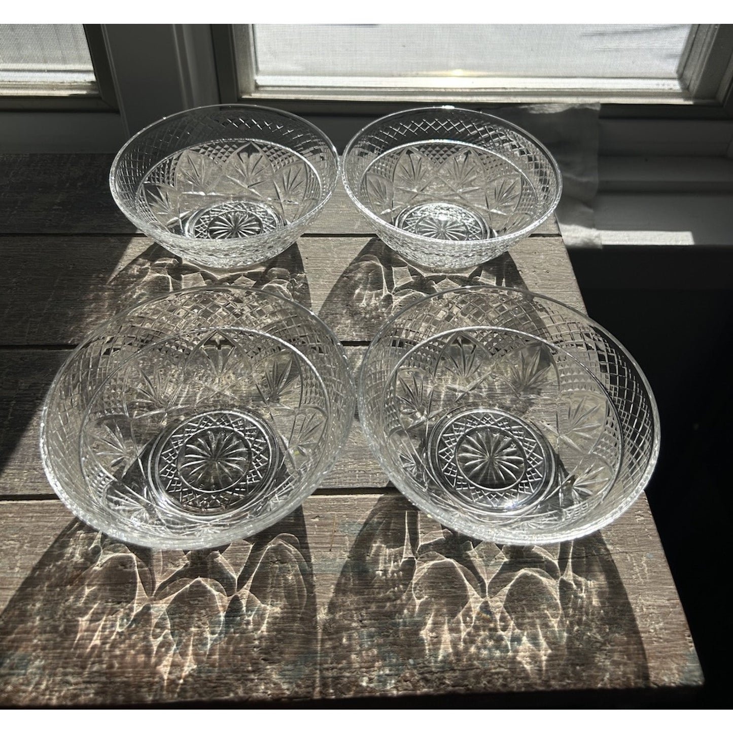 4 New Cristal D'Arques Durand Clear Cereal Soup Bowls 5-5/8" Diameter Vintage