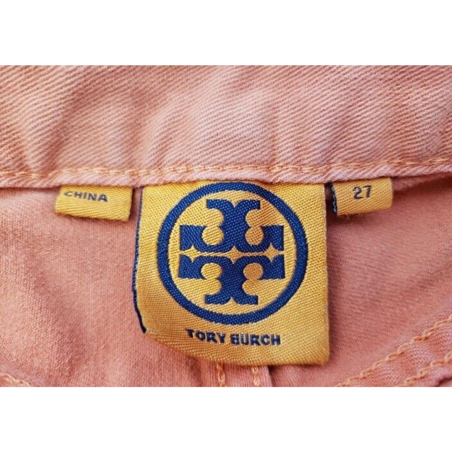 Tory Burch Alexa Cropped Skinny Coral/Orange/Salmon Jeans Women’s Size 27