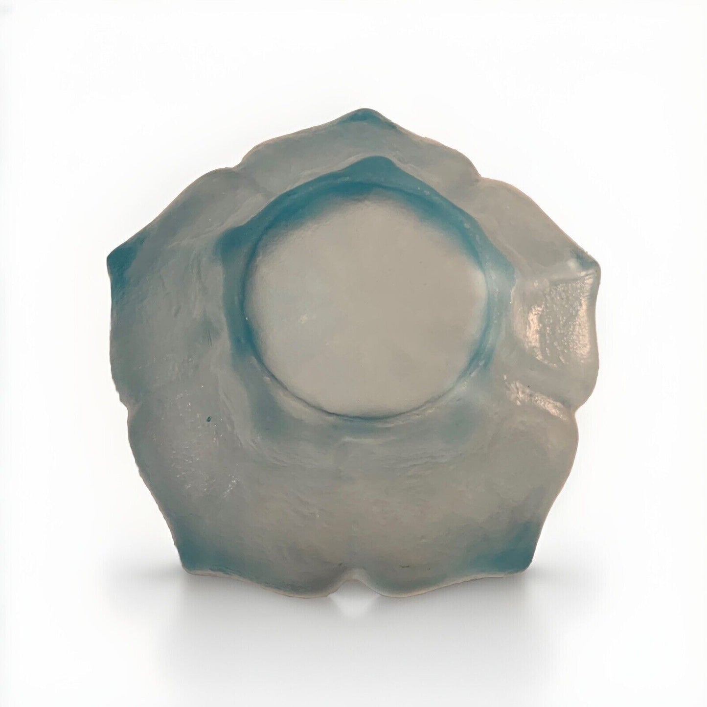 Viking Epic Satin Blue Glass Lotus Dish Bowl Flower Shaped Frosted Vintage Petal