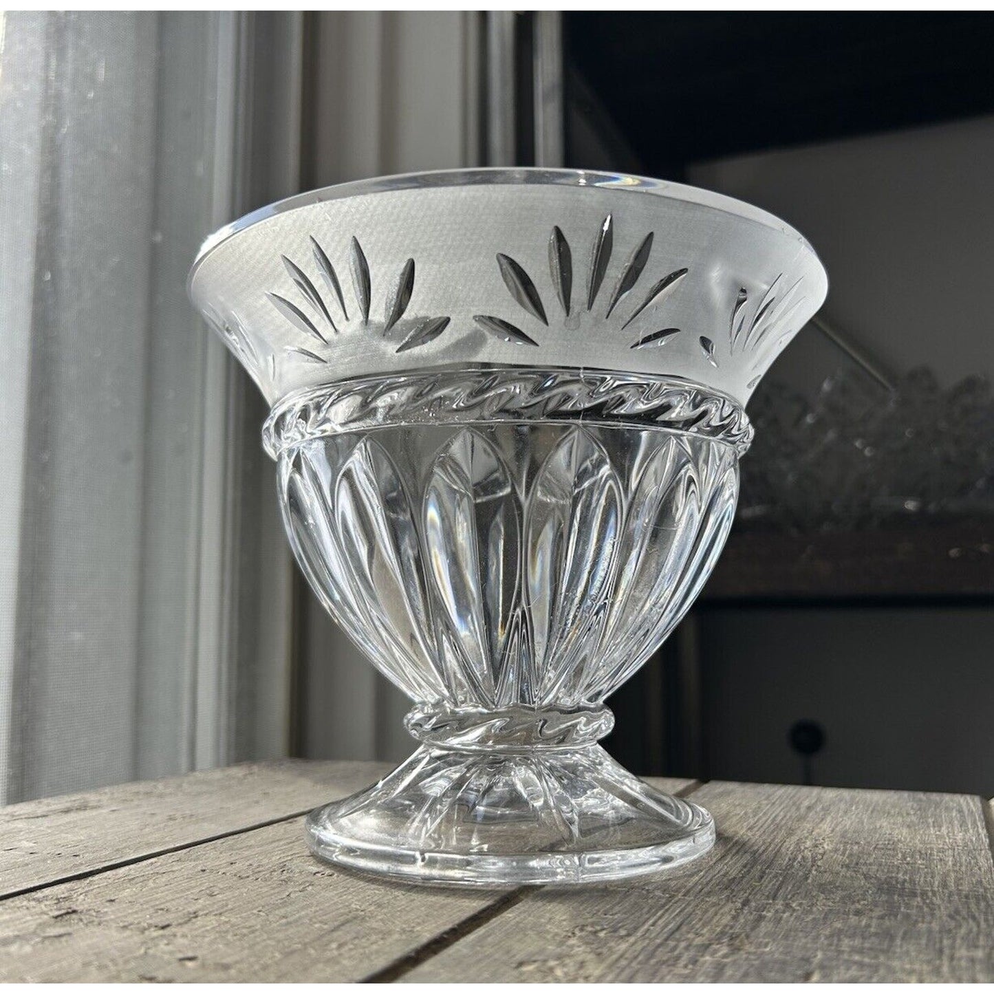 Cristal D'Arques Crystal Serving Bowl Carthage Vintage Candy Dish 6” Tall France