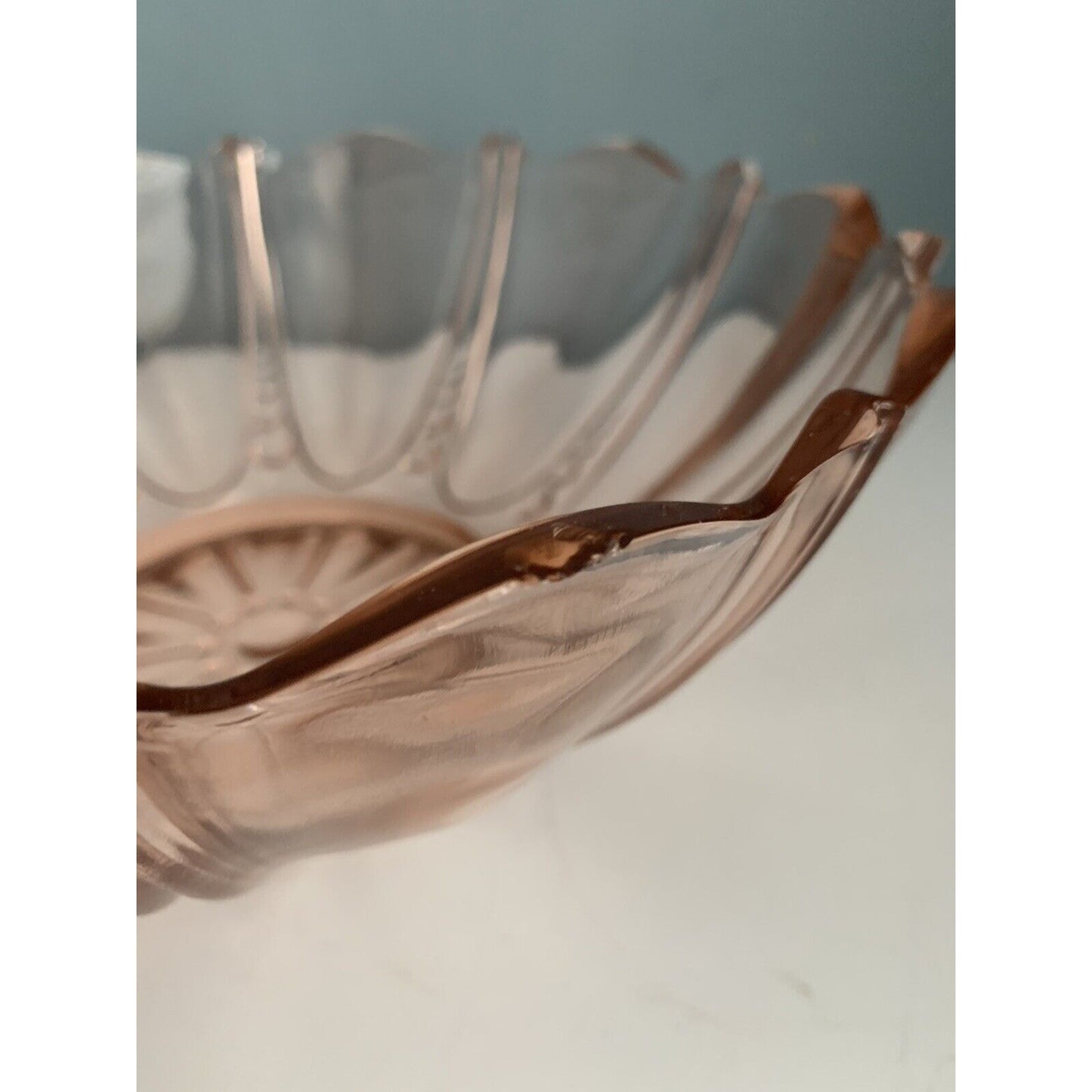 Anchor Hocking Oyster & Pearl Pink Depression Glass 10 1/2" Large Serving Bowl