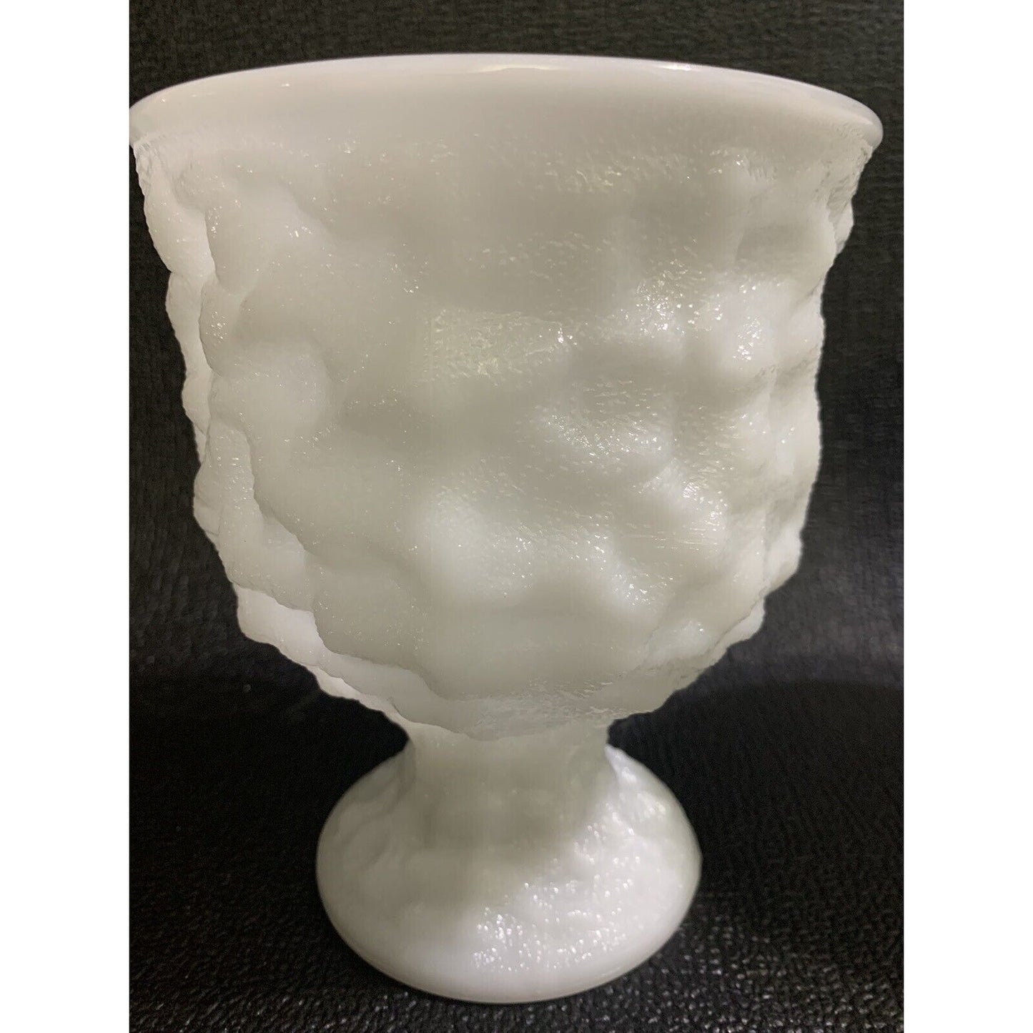 Set of 2 Brody Co Milk Glass crinkled pedestal planter Vases M3000 White Vintage