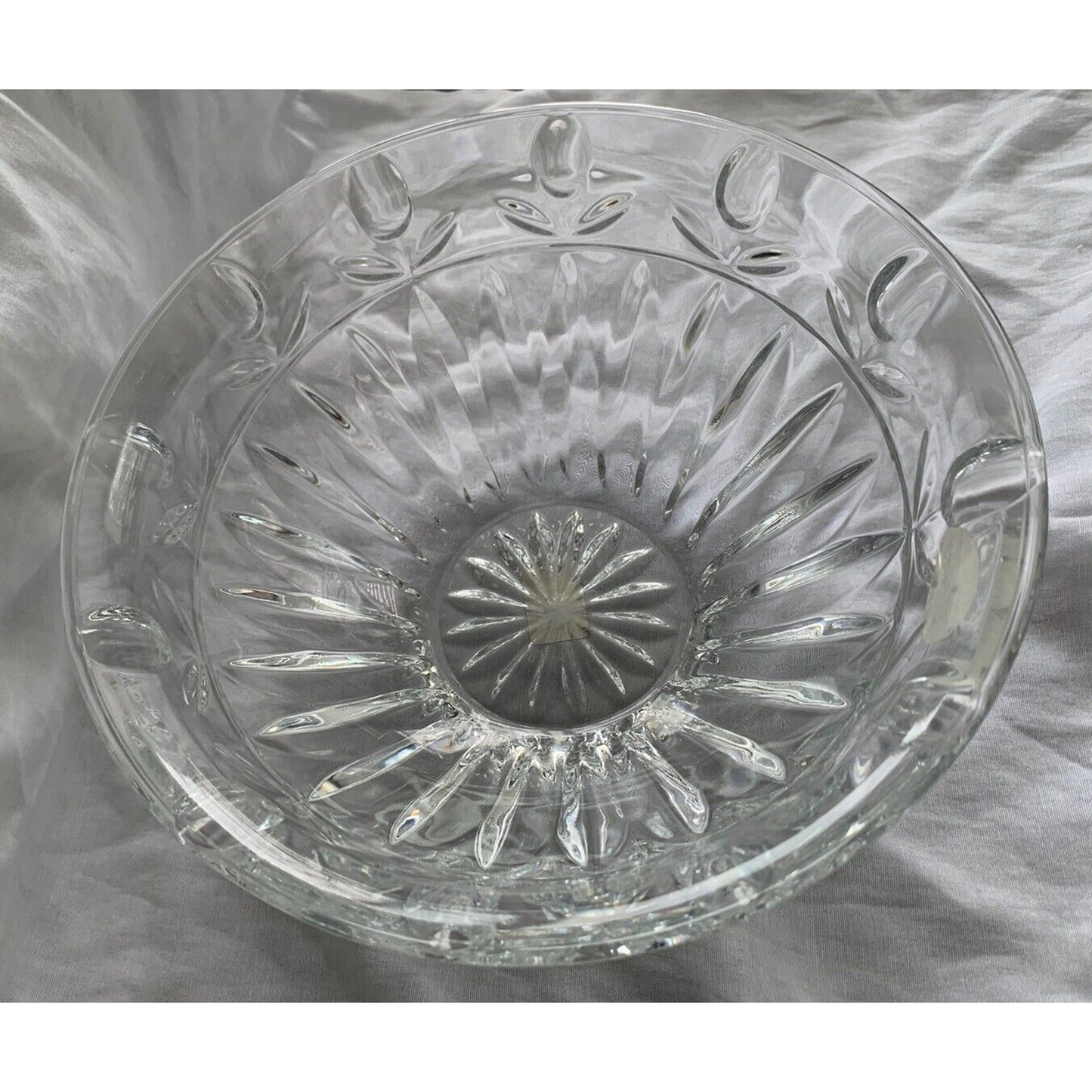 BLOCK 24% Lead Crystal Tulip 9” Glass Serving Bowl Dish Vintage Clear Flowers