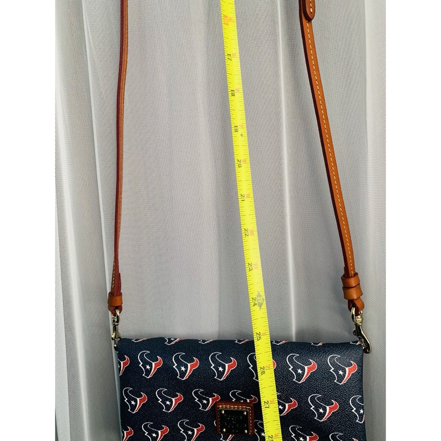 New Dooney & Bourke Houston Texans Foldover Crossbody Clutch Blue Red NFL