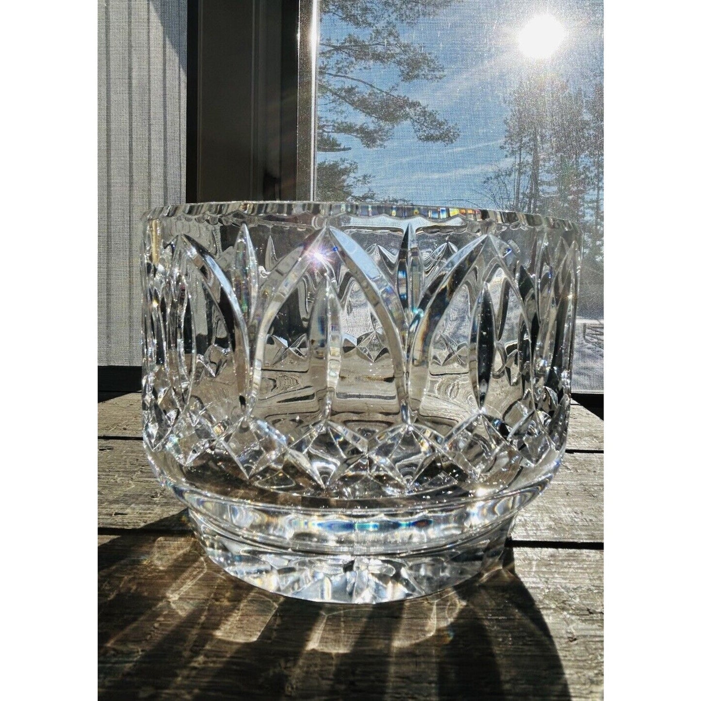 Vintage Astor Crystal Bowl Round Clear Glass Centerpiece