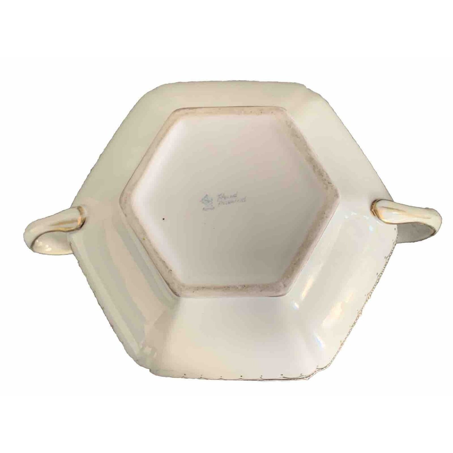 Vintage Nippon Gold Gilded Moriage Porcelain Hexagon Sugar Bowl Hand Painted Lid