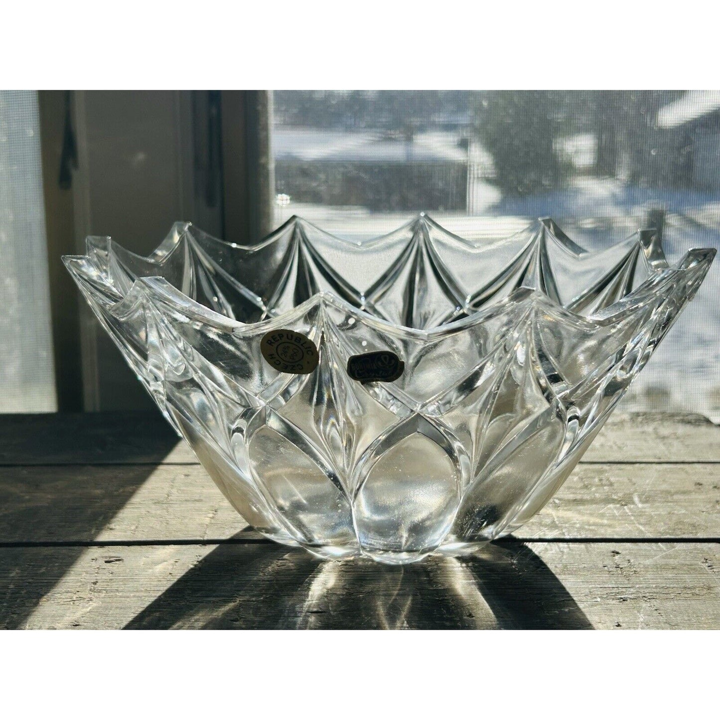 Vintage Bohemia Crystal Bowl Glass 12 Point Serving Dish Czech Republic 24% PbO