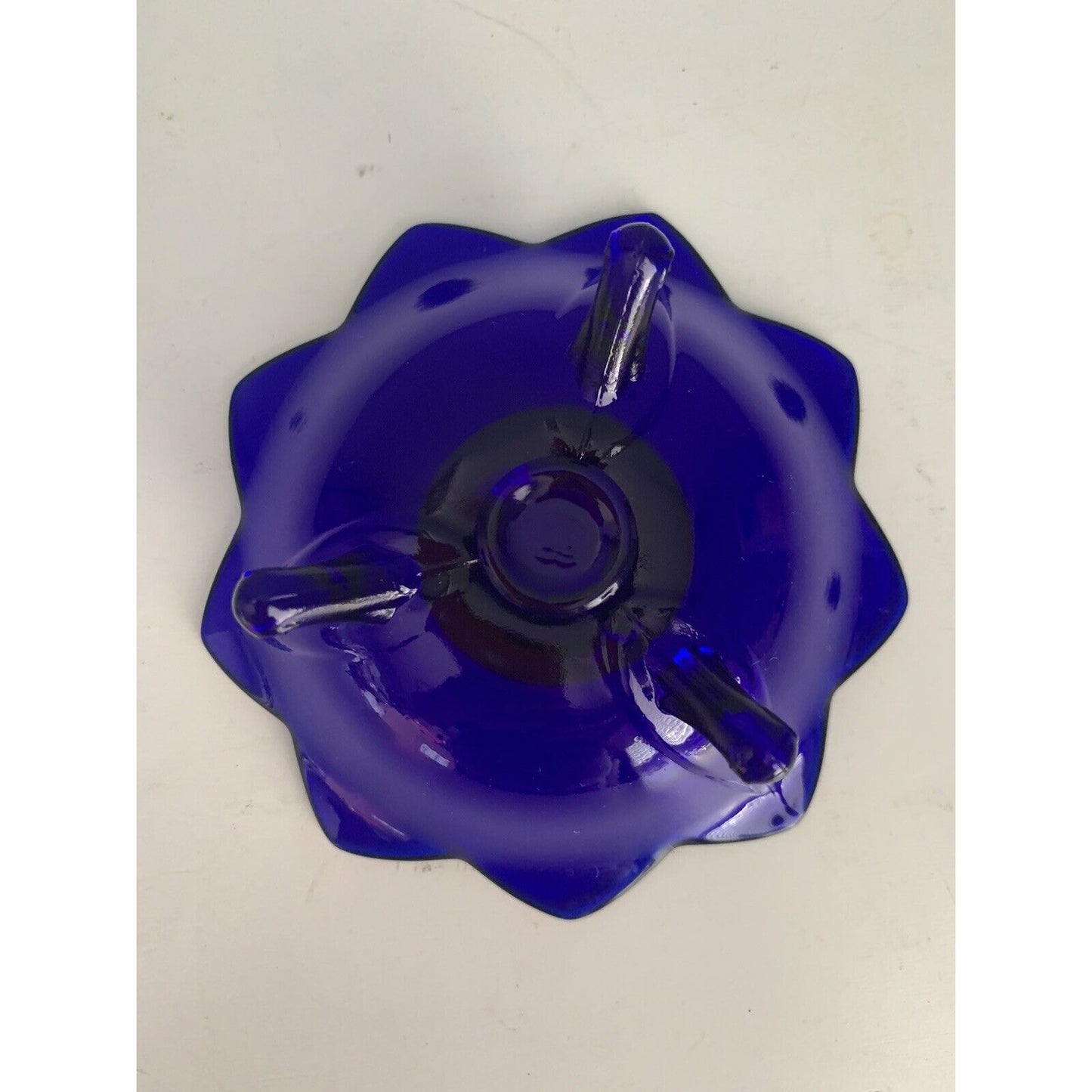 Vintage Cobalt Blue Glass Candlestick Holder