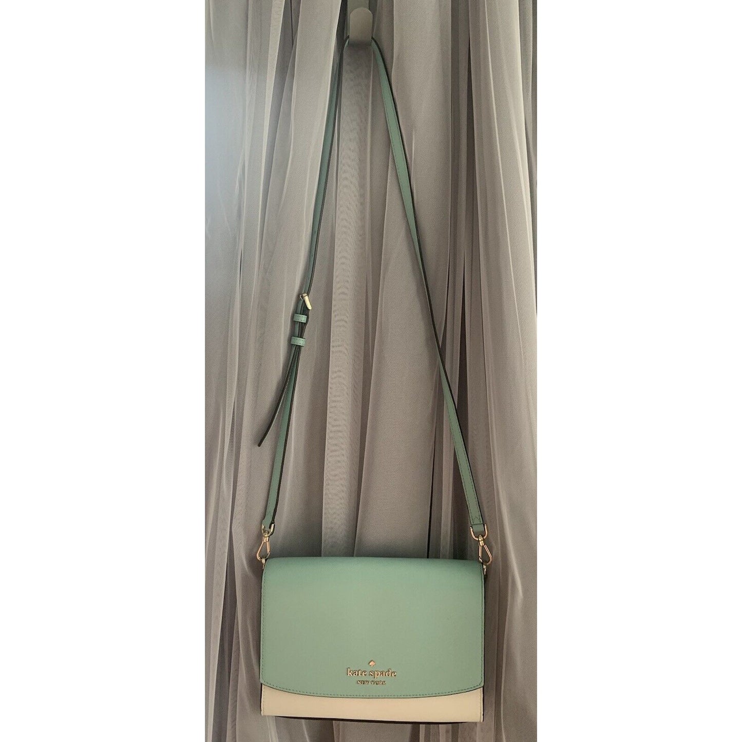 Kate Spade Carson Colorblock Convertible Crossbody Purse Aqua Poolside Gold