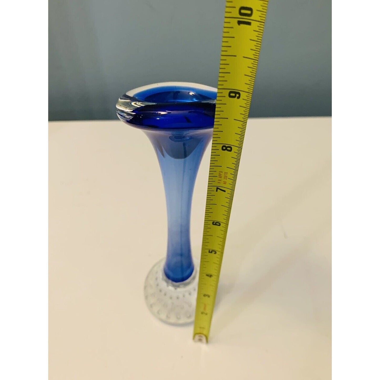 Vintage Cobalt Blue Aseda Glass Bud Vase Controlled Bubble Base