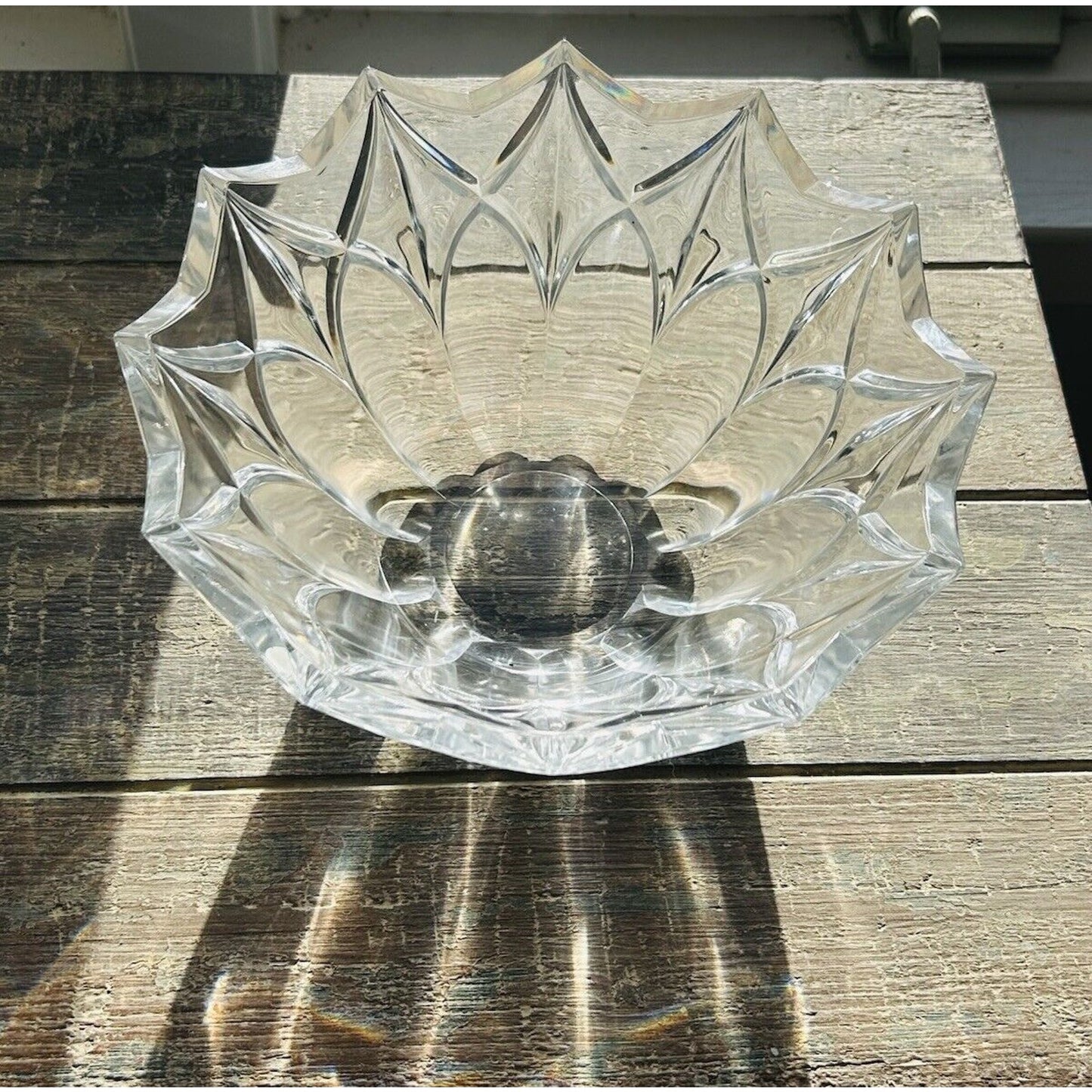 Vintage Bohemia Crystal Bowl Glass 12 Point Serving Dish Czech Republic 24% PbO