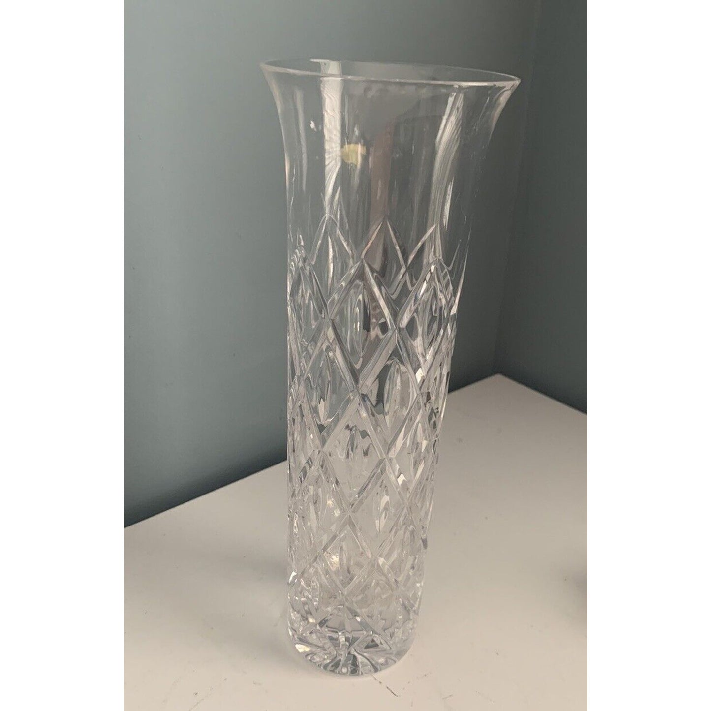 Atlantis Crystal Flower Vase 10.5" Tall ATL14 Collection Vintage MCM Tube