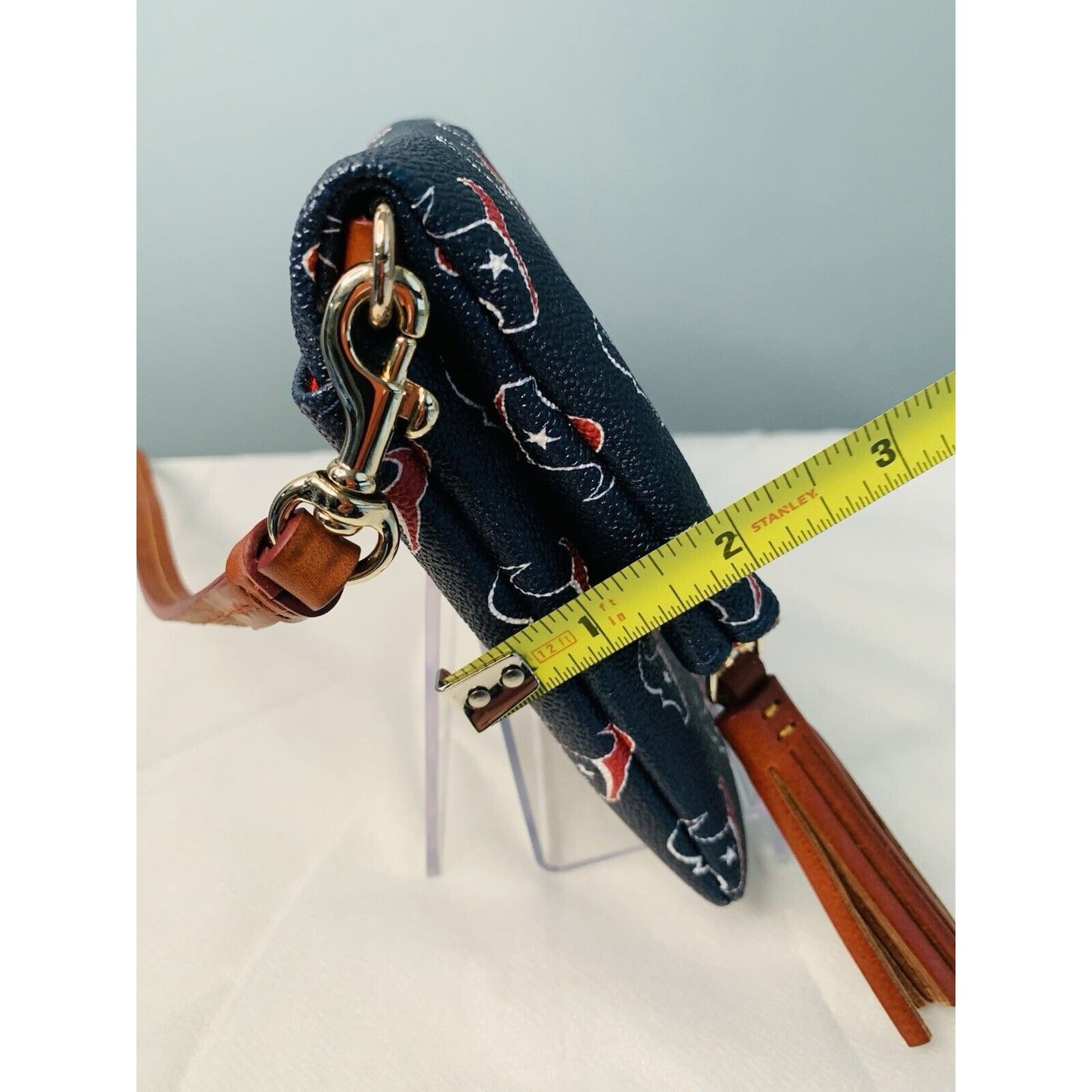 New Dooney & Bourke Houston Texans Foldover Crossbody Clutch Blue Red NFL