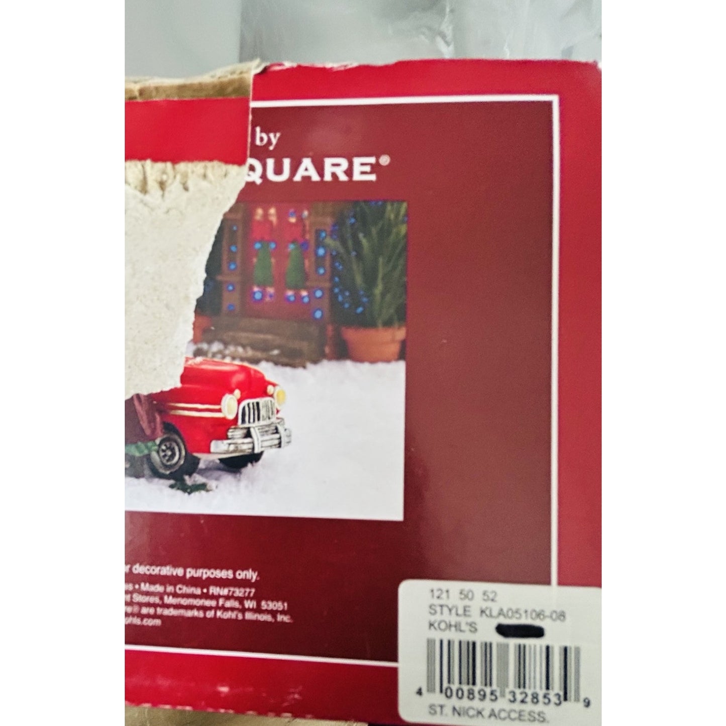 The Village Collection St. Nicholas Square Christmas Tradition Red Car Tree Top